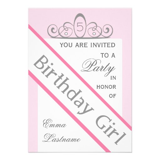 Pageant Sash & Tiara Birthday Party Invitation