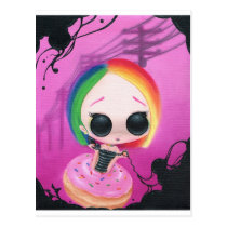 rainbow, sugar, fueled, cute, big, eyes, donut, sweet, coallus, michael, banks, sprinkles, Postcard with custom graphic design