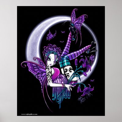 Paige Butterfly Moon Rainbow Fairy Poster by mykajelina