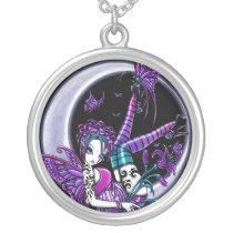paige, fairy, gothic, flower, tattoo, faery, faerie, fantasy, butterfly, art, myka, jelina, mika, big, eyed, faeries, Necklace with custom graphic design
