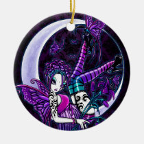 paige, fairy, gothic, flower, tattoo, faery, faerie, fantasy, butterfly, art, myka, jelina, mika, big, eyed, faeries, Ornament with custom graphic design