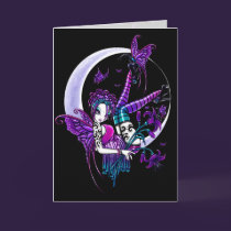 "Paige" Rainbow Butterfly Moon Fairy Art Card
