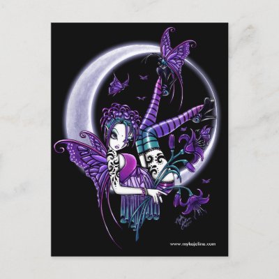Paige Tattoo Moon Flower Fairy Postcard by mykajelina