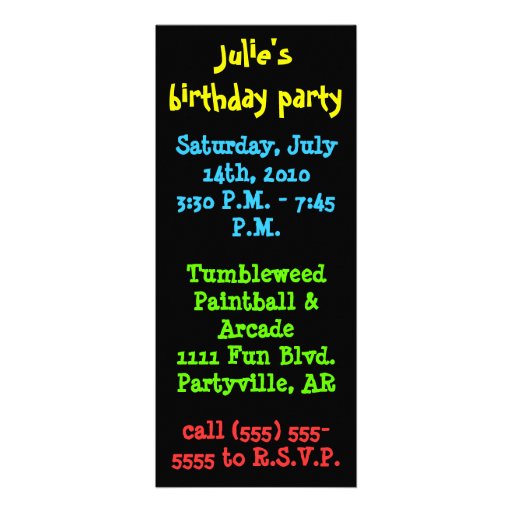 Paint Ball Invitation
