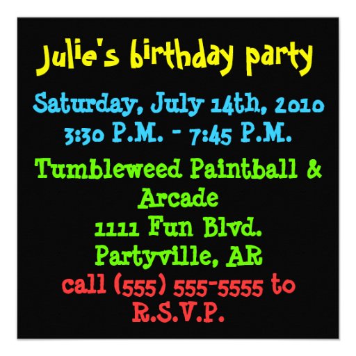 Paint Ball Invitation