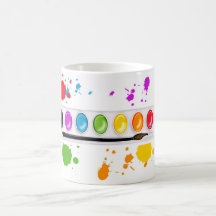 paint box with splatters coffee mugs