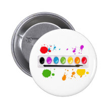 paint box with splatters pinback buttons