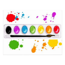 paint box with splatters postcards