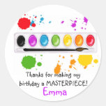 paint box with splatters round stickers