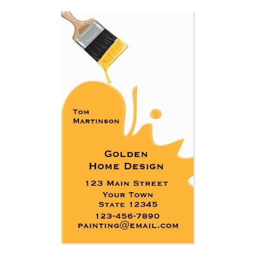 Paint Brush, Yellow, Business Card