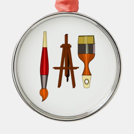 paint brushes and art easel round metal christmas ornament paint brushes and art easel round metal christmas ornament