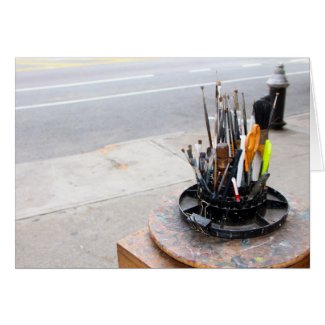 Paint Brushes on Streets of Brooklyn Greeting Cards