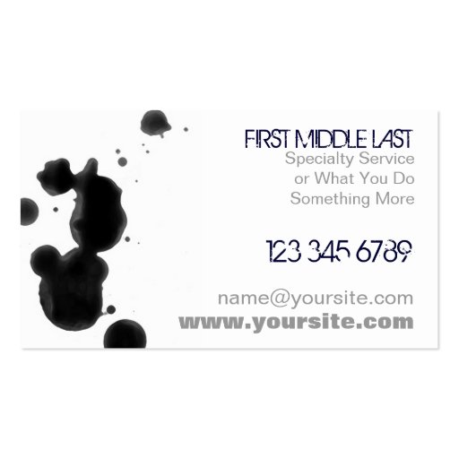 Paint it Black Business Card Template (back side)