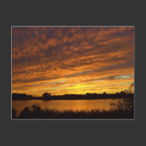 Paint it orange -cloudy lake sunset postcards