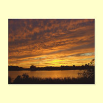 Paint it orange -cloudy lake sunset postcards