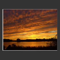 Paint it orange -cloudy lake sunset postcards