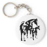 Paint Mare and Foal Keychain
