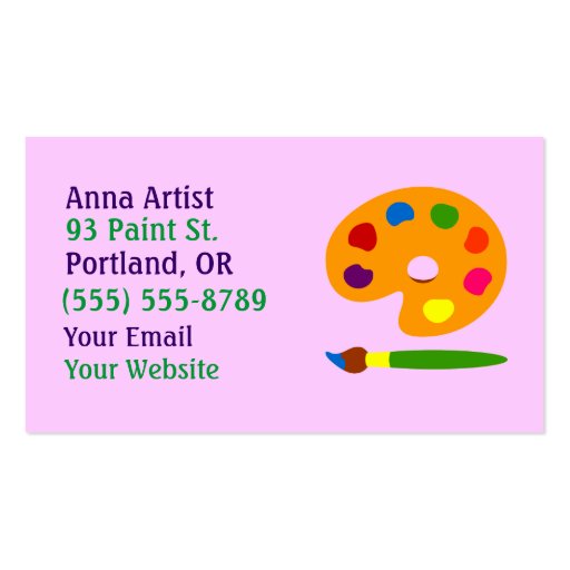 Paint Palette Artist Business Cards (front side)