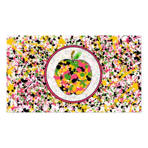 Paint Splatter Apple Teacher Business Card (front side)