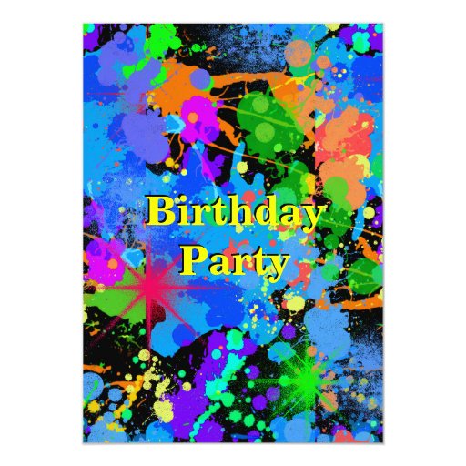 Paint Splatter Birthday Party Invitation Zazzle