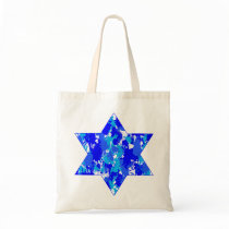 Paint Splatter Blue Jewish Star bags