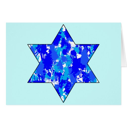 Paint Splatter Blue Jewish Star Card Zazzle