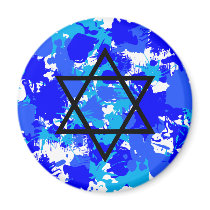Paint Splatter Blue Jewish Star magnets