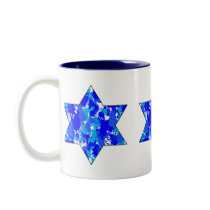 Paint Splatter Blue Jewish Star mugs
