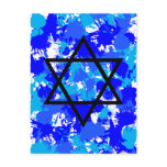 Paint Splatter Blue Jewish Star Post Card