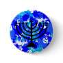 Paint Splatter Blue Menorah Pin