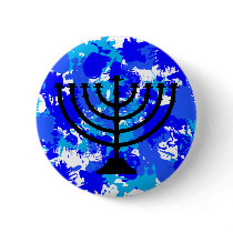 Paint Splatter Blue Menorah buttons