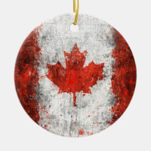 Paint Splatter Canadian Flag Christmas Ornament
