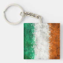 Paint Splatter Irish Flag Acrylic Key Chains