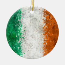 Paint Splatter Irish Flag Christmas Tree Ornament