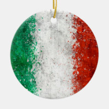 Paint Splatter Italian Flag Christmas Tree Ornament