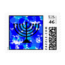 Paint Splatter Menorah Postage postage