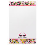 Paint Splatter & Retro Pink Sunglasses Customized Stationery