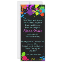 Paint Splatter Sweet Sixteen Invitation