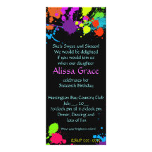 Paint Splatter SweetSixteen Bat Mitzvah Invitation