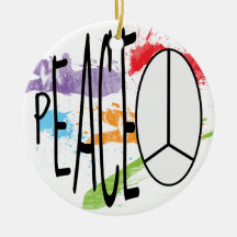 Paint Splattered Peace Christmas Ornament
