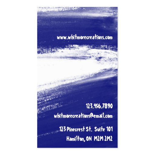 Paint Strokes - Blue Business Card Template (back side)
