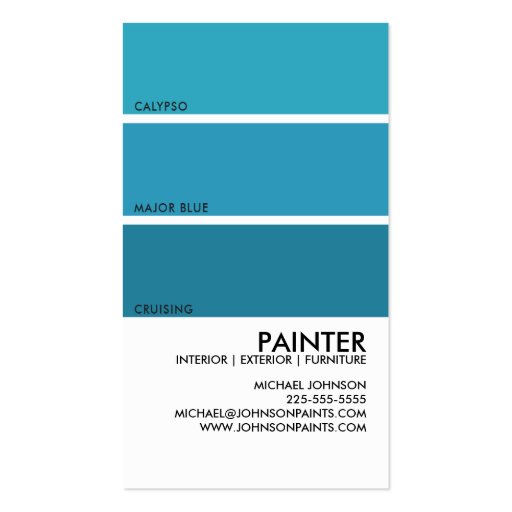 Paint Swatch Business Card Templates (front side)