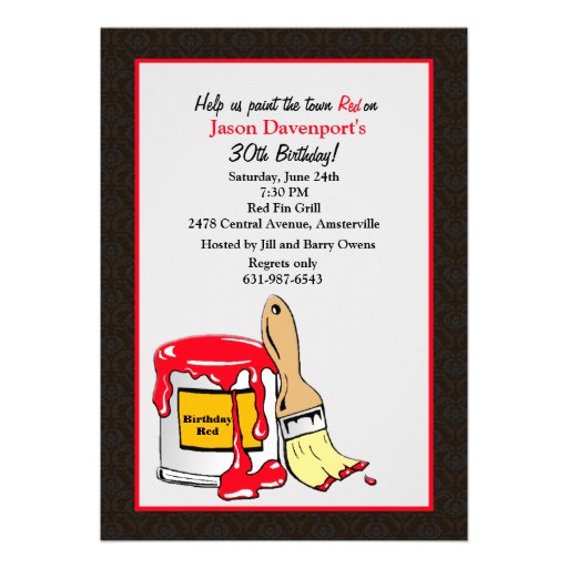 Paint the Town Red Birthday Invitation
