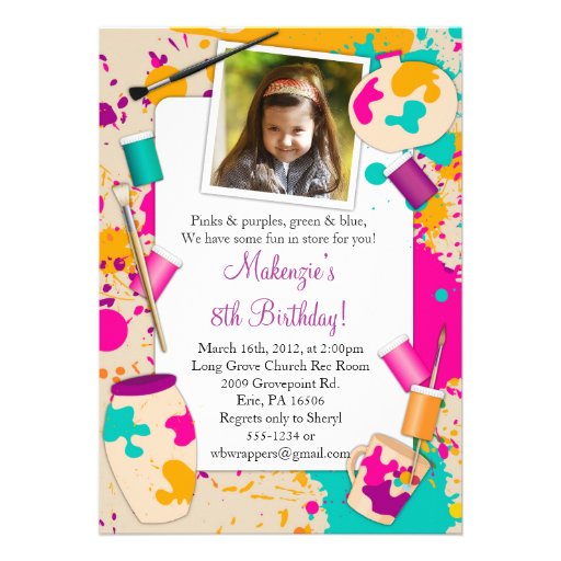 Paint Your Own Pottery Birthday Party Invitation