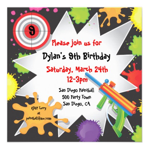 Paintball Birthday Party Invitation