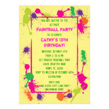 Paintball Birthday Party Invitation