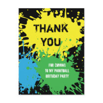 Paintball Party Thank You Postcard