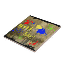 Paintball Rules on a Grunge Wall Tile