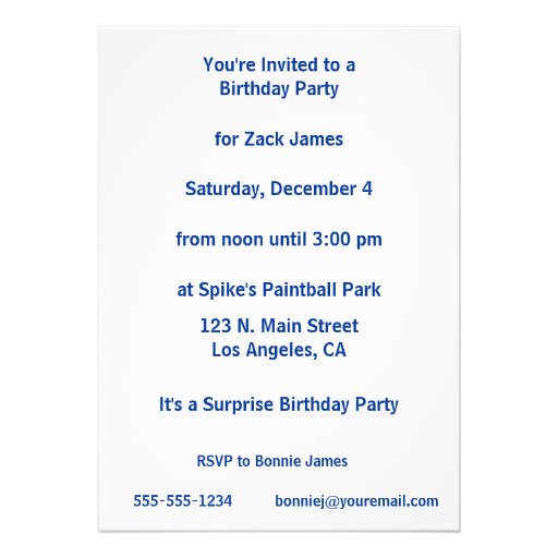 Paintball Splatter on Concrete Wall Personalized Announcements