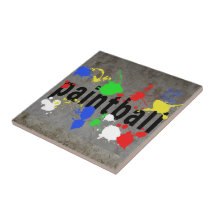 Paintball Splatter on Concrete Wall Tiles